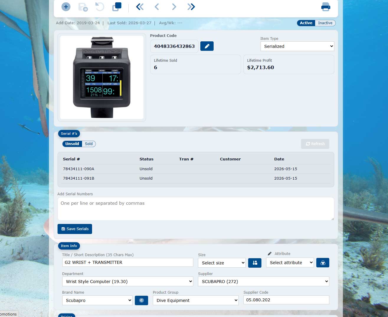 Detailed inventory and serialized equipment record