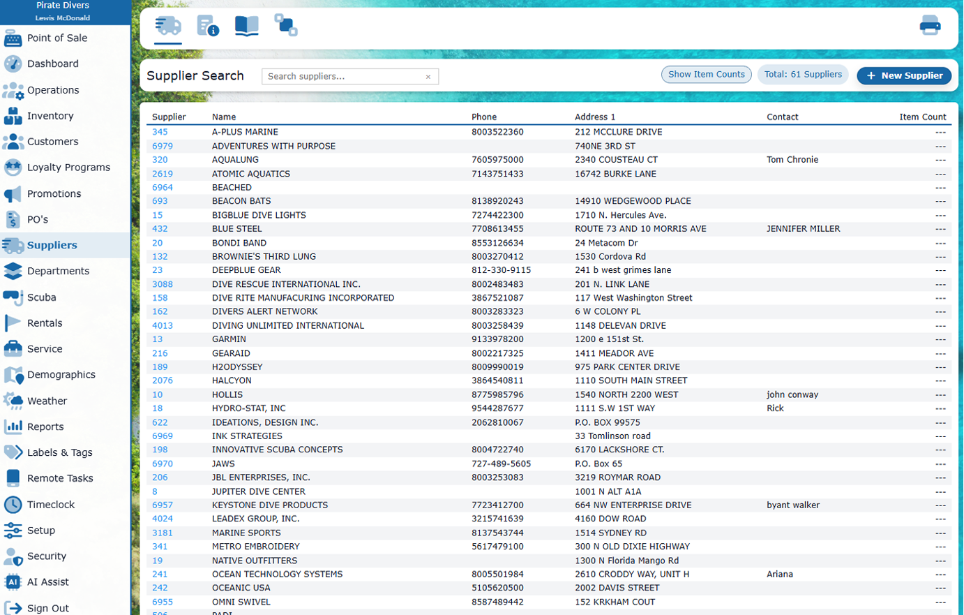 Suppliers list and catalog management