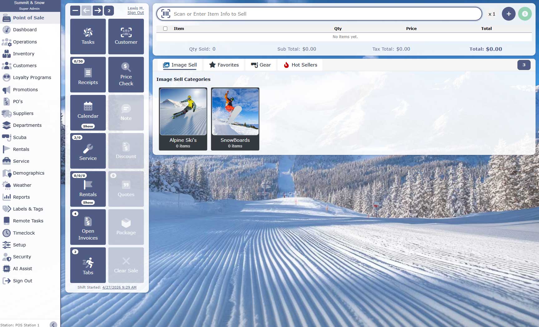 Diverse Retail ski shop point of sale