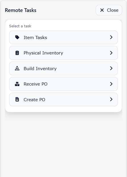 Diverse Retail remote tasks phone view