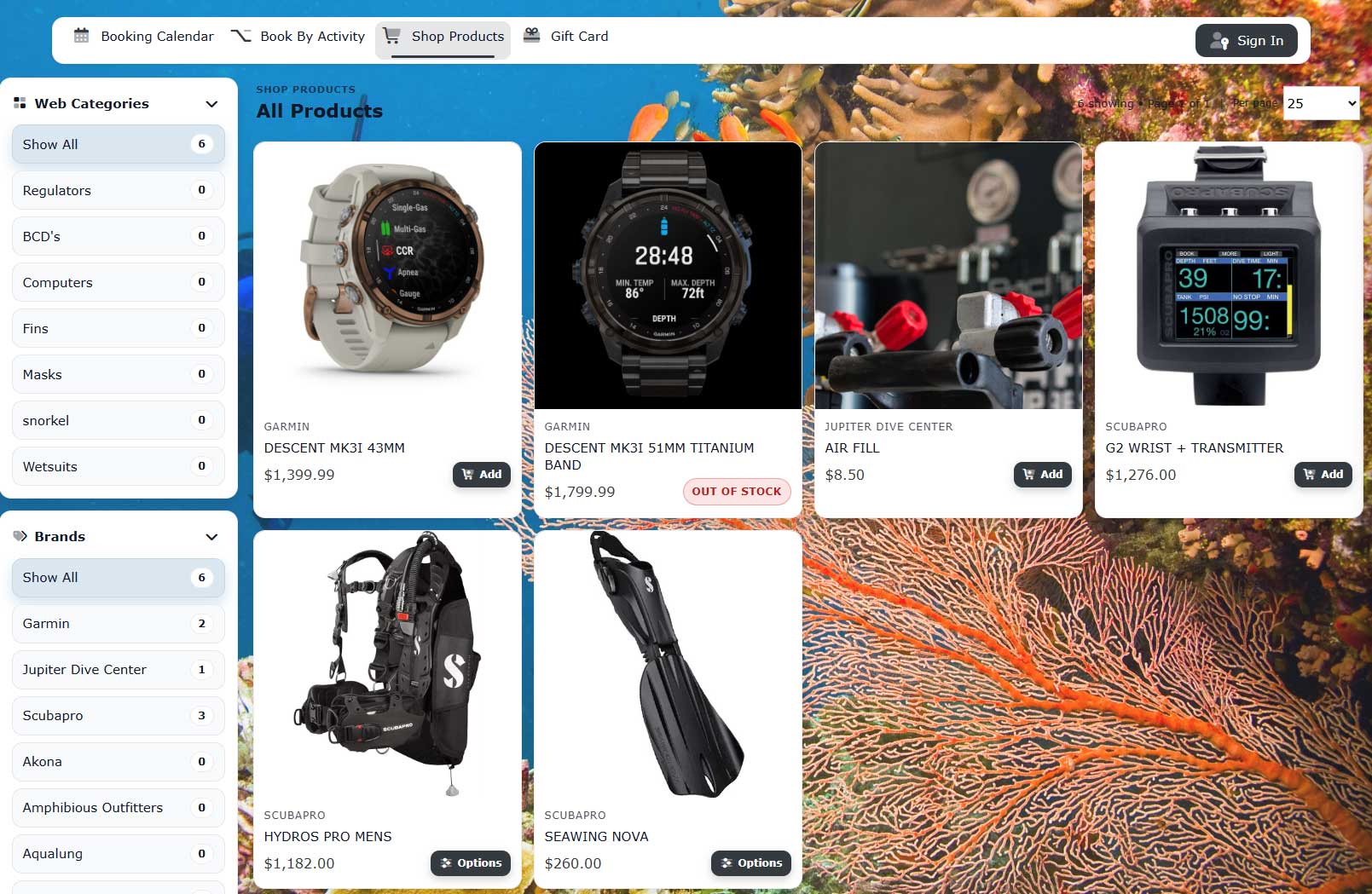 Online shopping cart product detail view