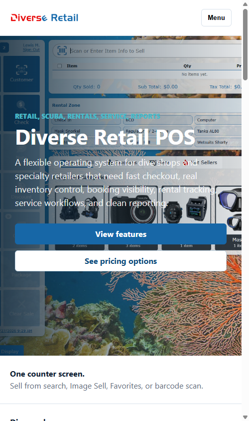 Mobile website preview from Diverse Retail Website Content Creator